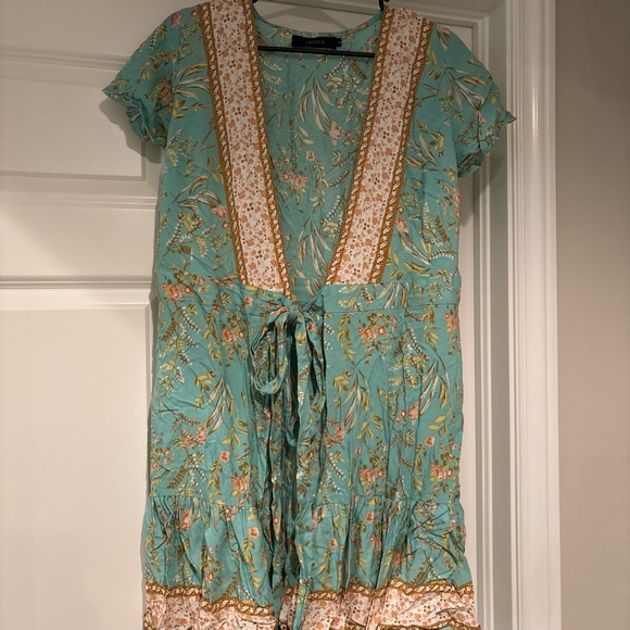 Floral Aqua Swim Coverup - Picture 1 of 4